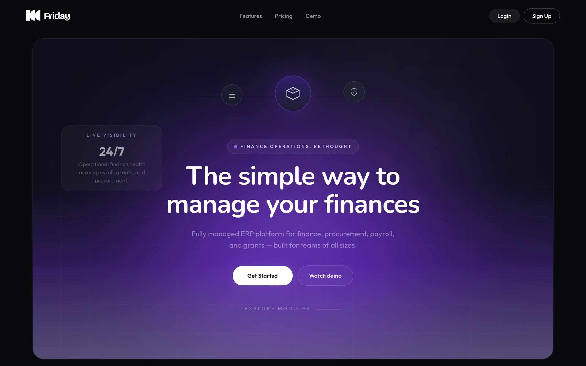 Friday homepage: The simple way to manage your finances