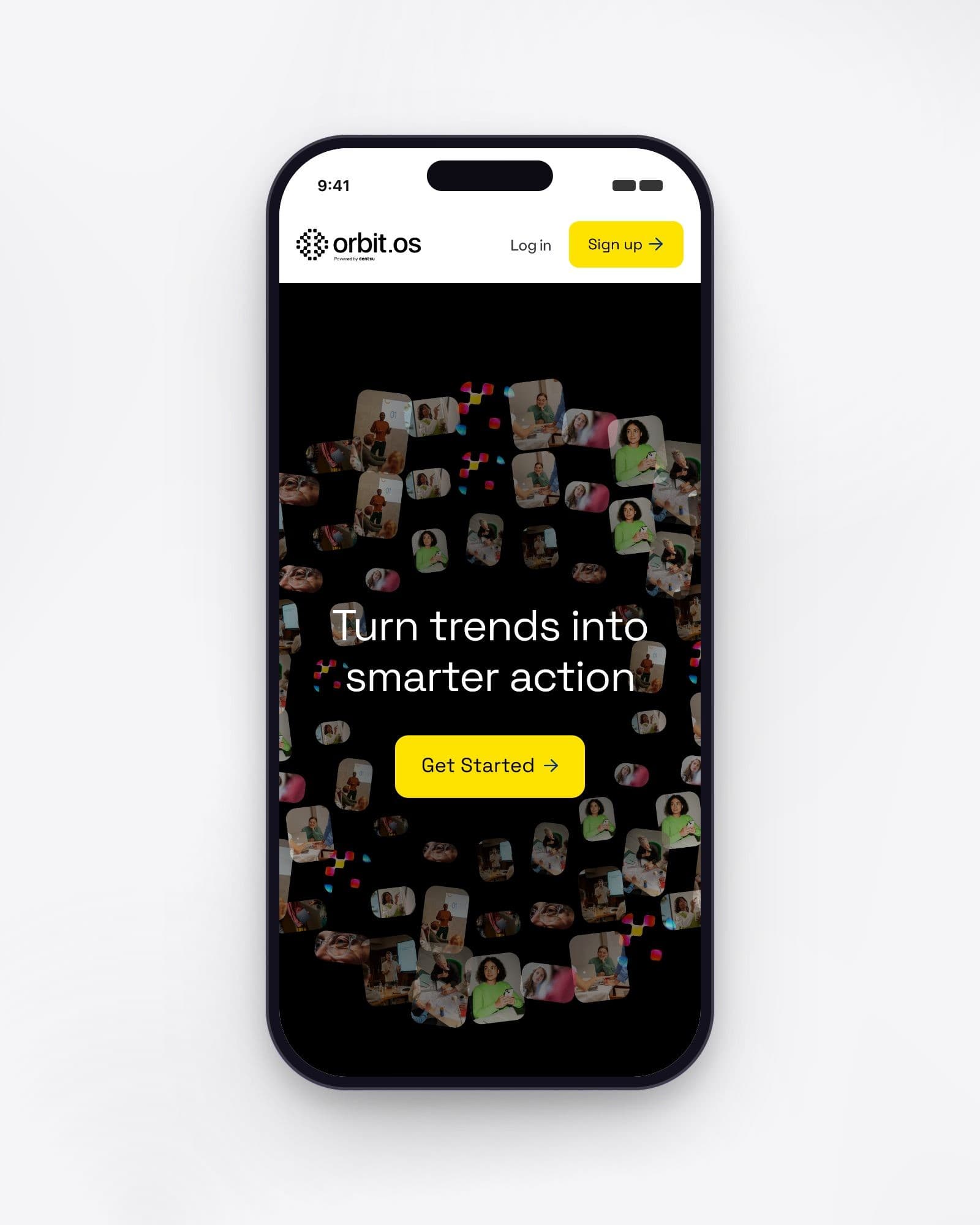 Orbit's homepage on a phone