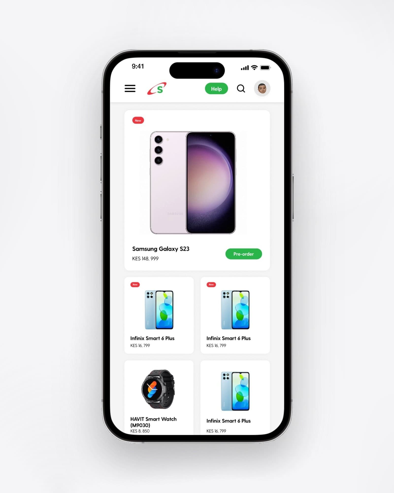 Safaricom's mobile shop on a phone