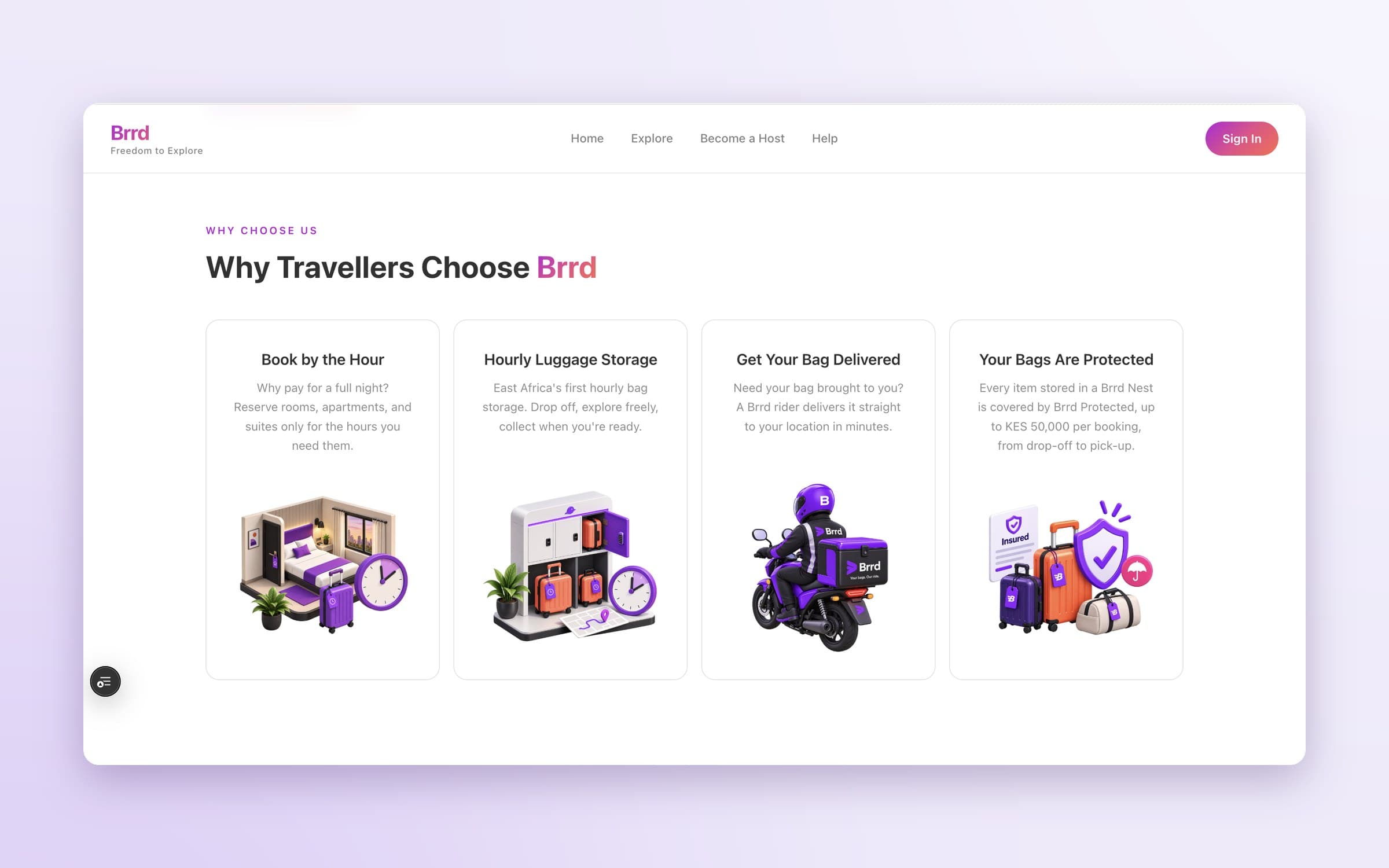 Why Travellers Choose Brrd: hourly stays, luggage storage, bag delivery and protection